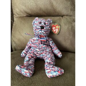 Ty Beanie Baby USA the Bear 2000 Red White Blue Patriotic Plush with Tags